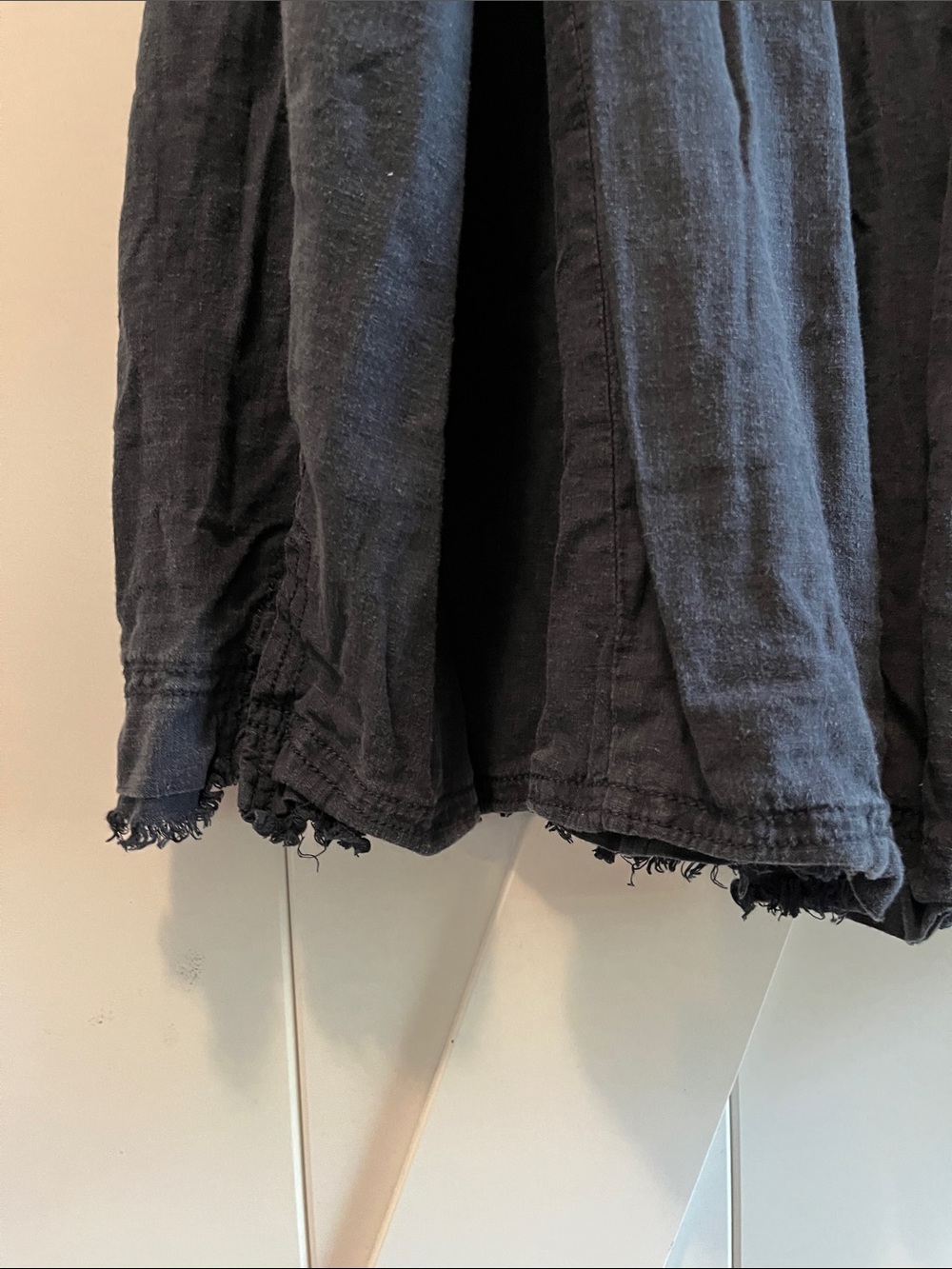 Washed Black Short-Sleeve Peasant Tunic with Pocket - Picture 3 of 5